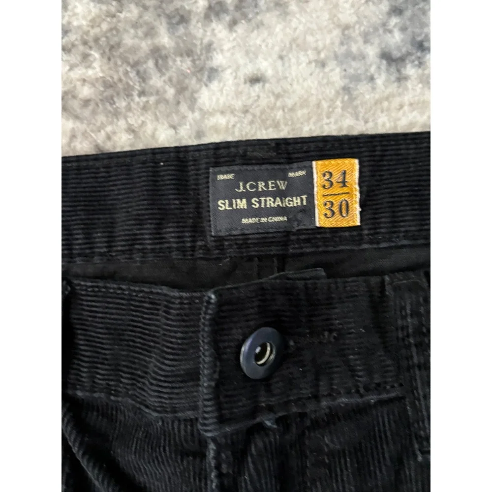 J Crew Corduroy Pants Mens 34x30‎ Black Slim Straight Preppy Casual